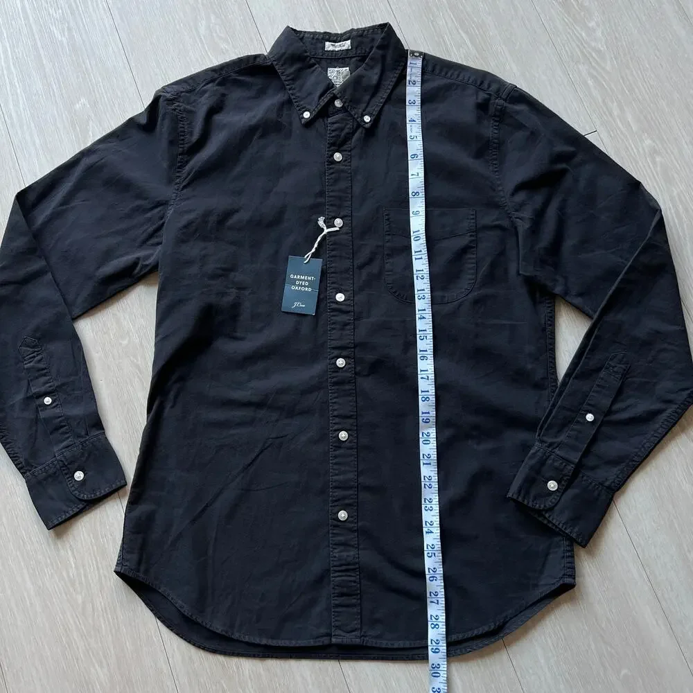 J Crew Garment Dyed Oxford Shirt Mens Slim Medium Black FLAW